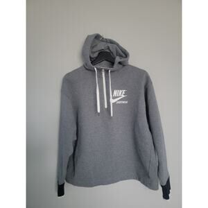 Nike Womens L Half Zip Hoodie Sweatshirt Boxy Fit Pullover Sportswear Gray
